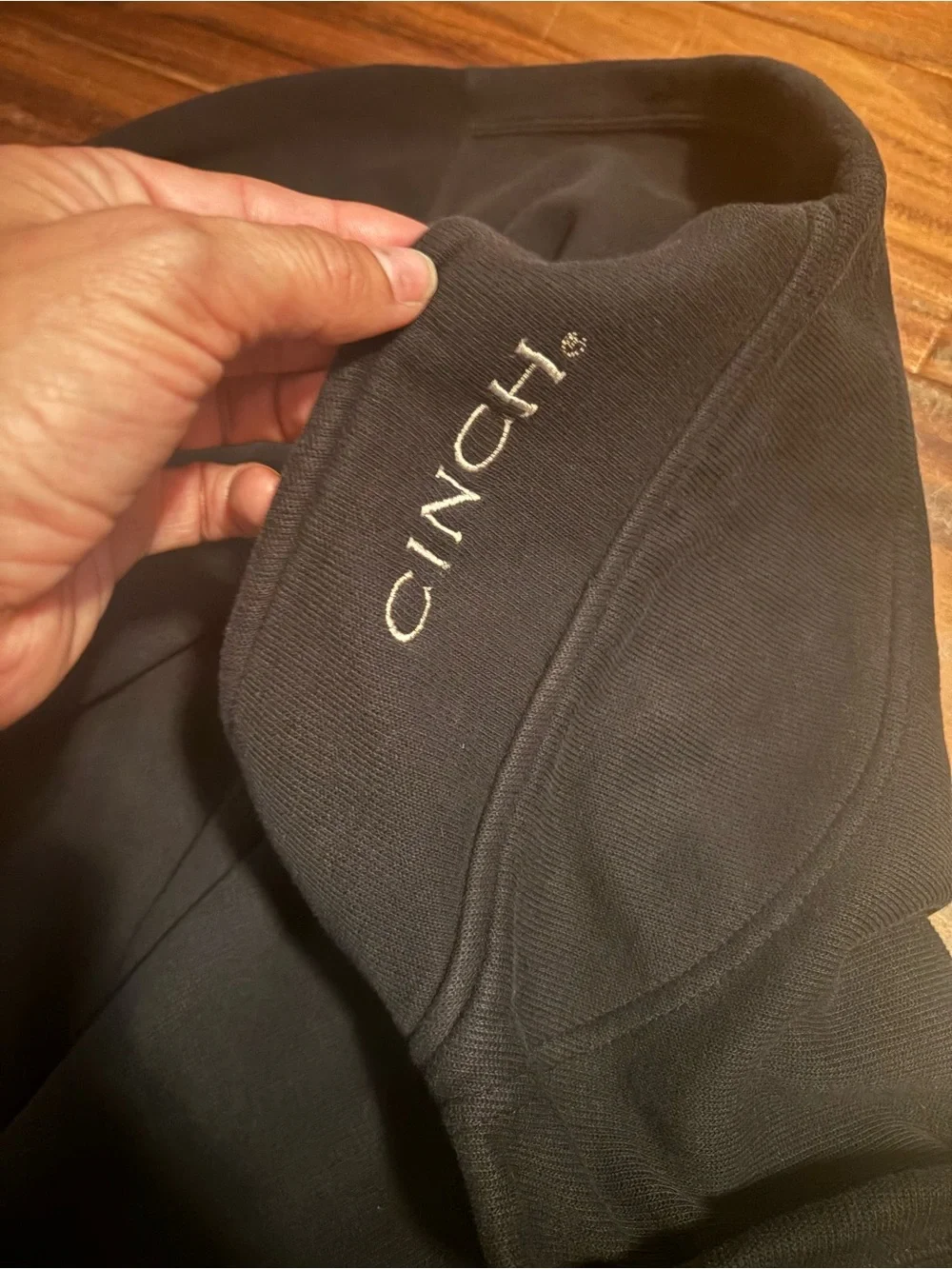 Cinch Men’s Black Quarter Zip Fleece Pullover Sweater Embroidered Logo L (1405)